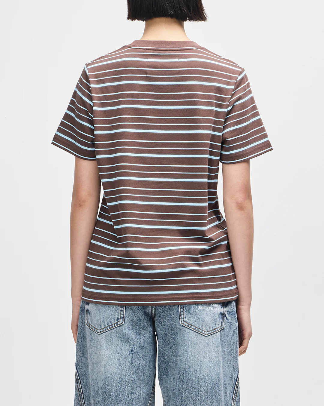 Pierre Stripe Tee - Java Brown-Baby Blue - Image 2