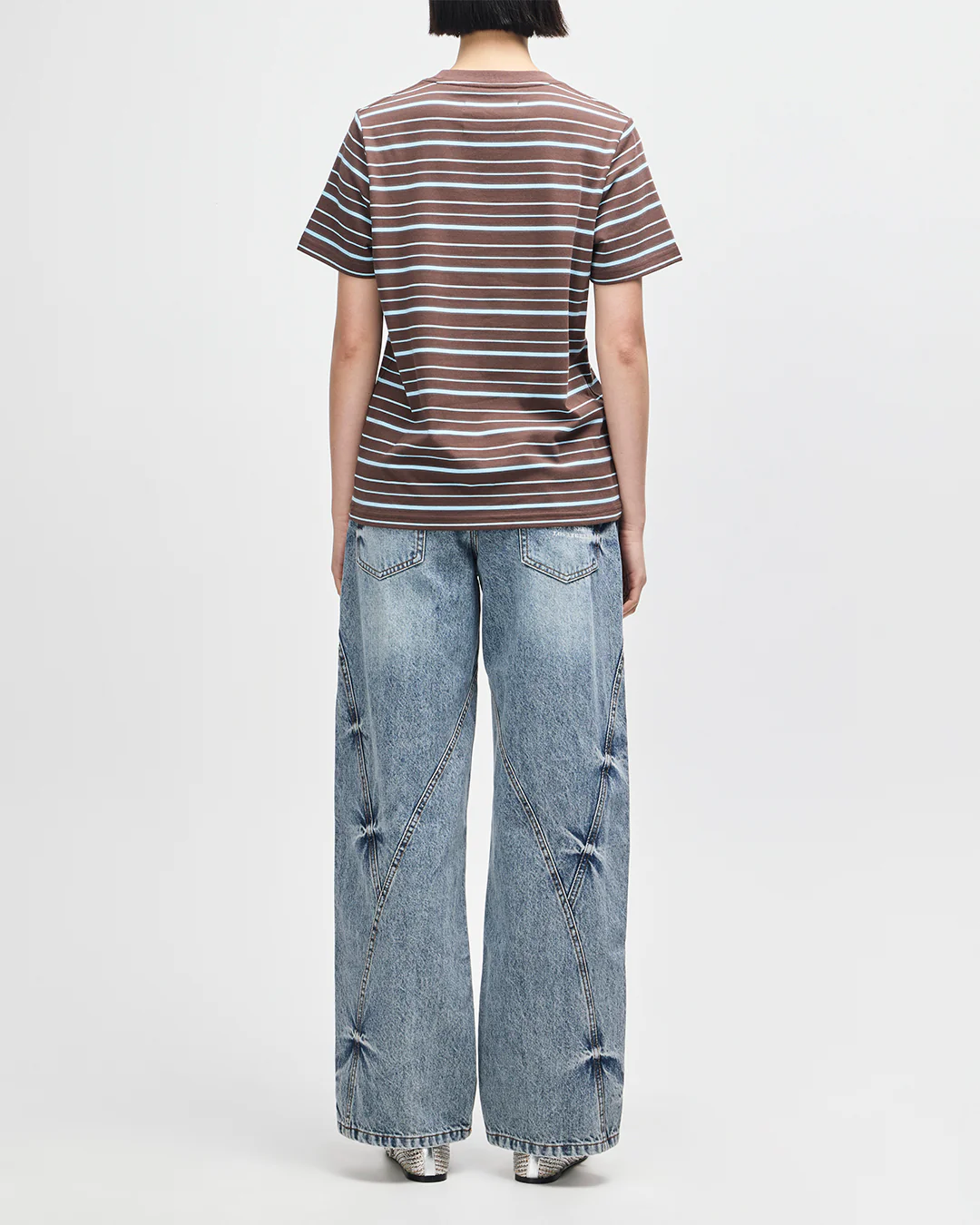 Pierre Stripe Tee - Java Brown-Baby Blue - Image 6